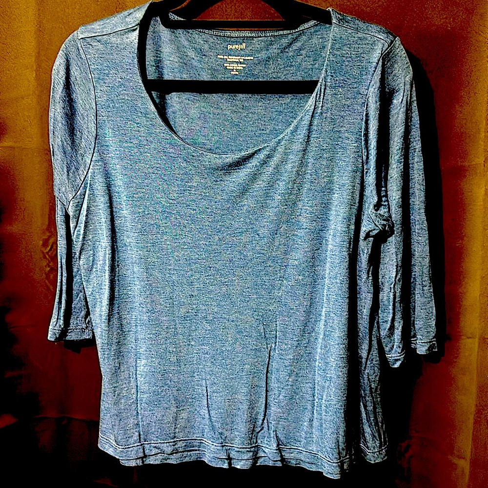 Pure Jill 3/4 length sleeve light medium blue